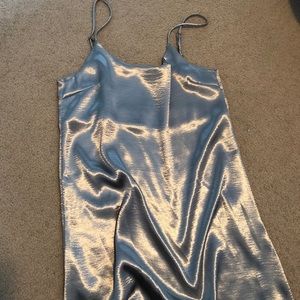 Silence + noise silver satin dress
